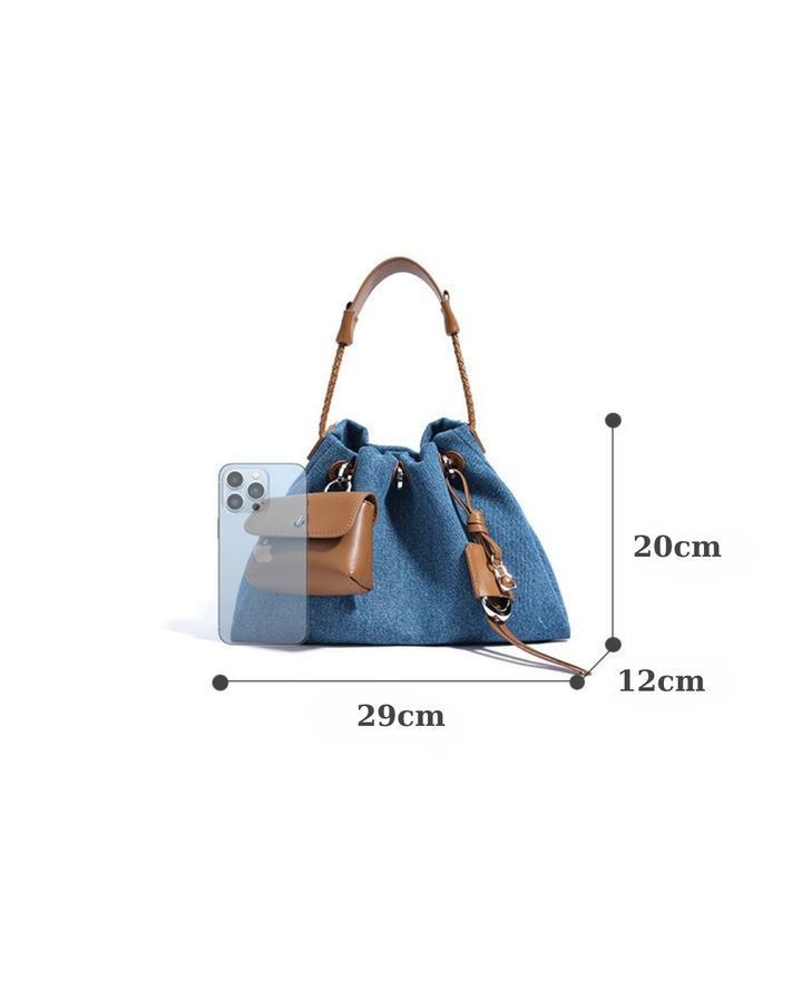 Valsenia Breeze Denim Schultertasche mit Raffungen