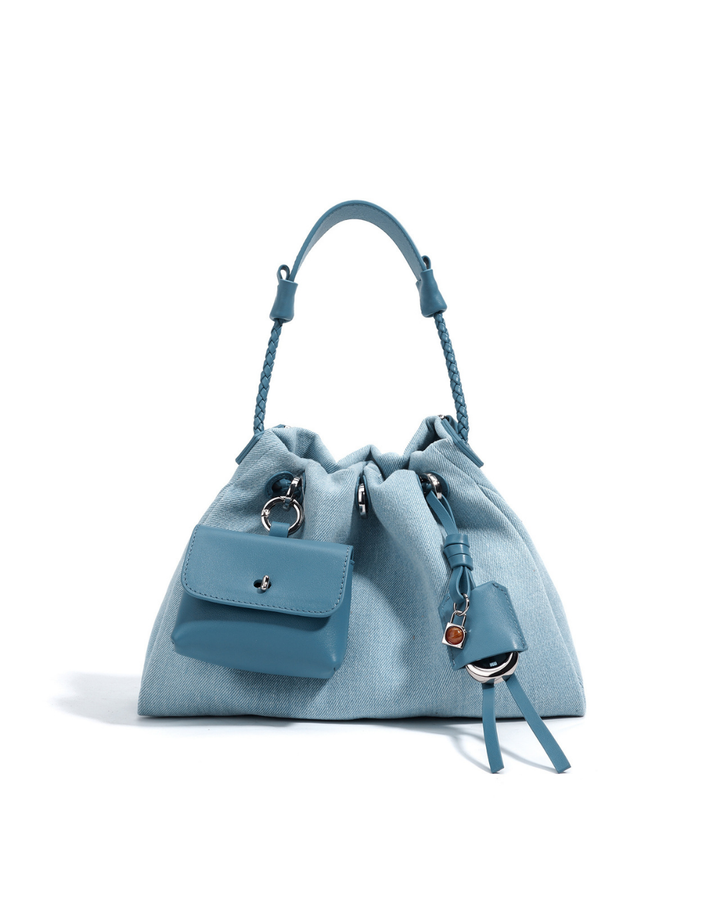 Valsenia Breeze Denim Schultertasche mit Raffungen