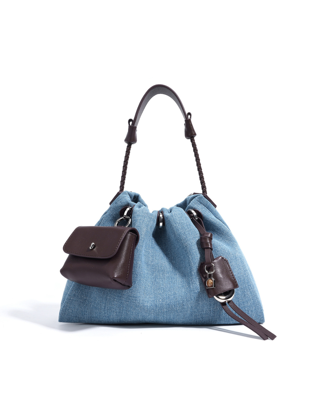 Valsenia Breeze Denim Schultertasche mit Raffungen